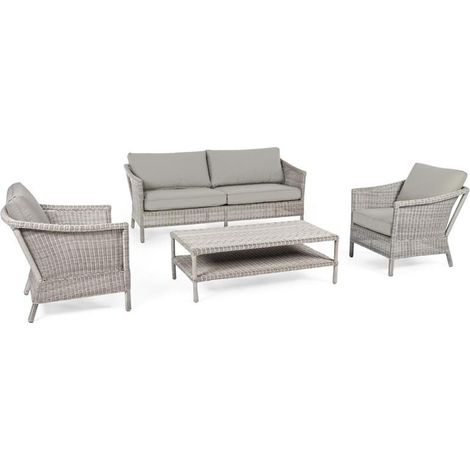 Set Divano con 2 Poltrone e Tavolino in Polyrattan da Giardino Modello Ischia (1/4)