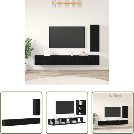 Rangement salon - Ensemble meuble TV 4 pcs Chêne noir Bois d'ingénierie (1/5)