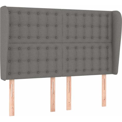 Tête de lit avec oreilles, Résistante et économique, Panneau de lit, Gris foncé 147x23x118/128 cm Tissu OIB4908E (1/5)