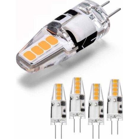 Set of 5 G4 LED bulbs, warm white 3000K, non-dimmable, 12V AC/DC, 8 LEDs (equivalent to G4 halogens).