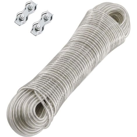 Wäscheleine, 30 m, Stahlkern, PVC, 2 Spanner, Balkon/Garten (1/5)