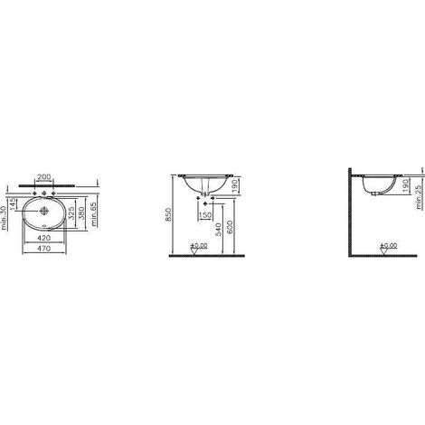 VITRA Unterbauwaschtisch PERA ARCHITECTA oval, 420x330mm, o.HL, m.ÜL, weiß (1/2)