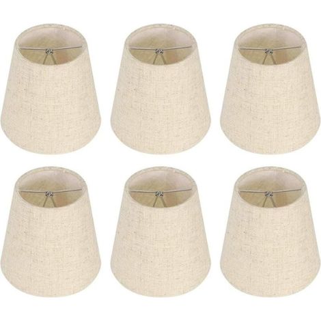 Ensemble de 6 Petits Abat-Jour, Abat-Jour Baril en Toile de Jute Clip sur Ampoule pour Lampe de Table et lampadaire, Abat-Jour de Lustre Nordique Beige 3,5 x 5,5 x 5,2 Pouces (1/4)