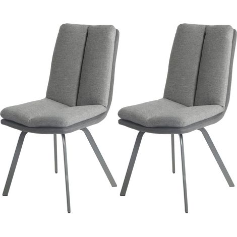 Lot de 2 chaises 47x65x86 cm anthracite et gris - GALTY