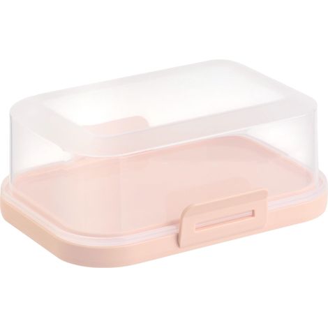 Beurrier empilable avec fermeture - En plastique - Pour beurre, rangement parfait dans le réfrigérateur - Sans BPA - Multi-usages - Abricot (1/5)