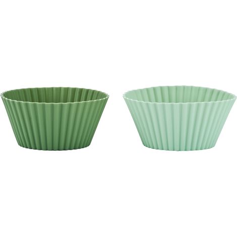 Kitchencraft 12pc silicone cupcake case set, reusable heat resistant cupcake cases, light and dark green