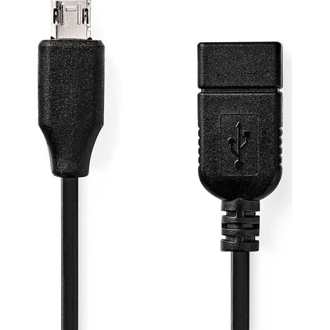 Adaptador usb micro b usb 20 usb micro b macho usb a hembra 480mbps 020m redondo niquelado pvc negro caja