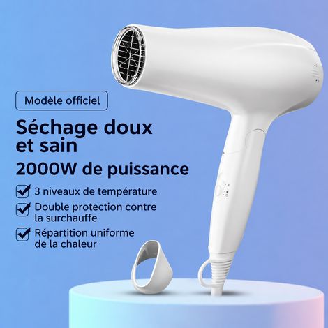 Sèche-cheveux électrique blanc 1800W modèle 1626 air chaud et froid blanc 1626 550 g – Livraison gratuite