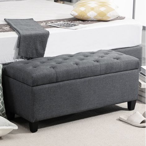 MEUBLIV panca contenitore 100 x 40 x 44 cm grigio scuro – seduta imbottita (1/5)