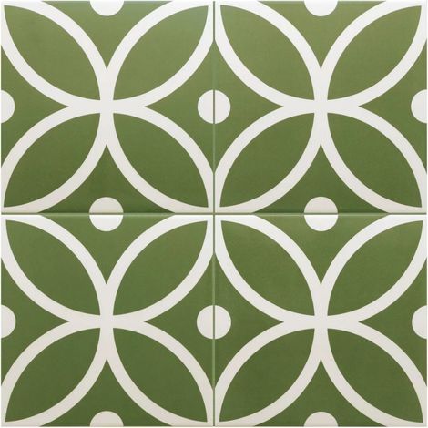 Carrelage Imitation Carreaux De Ciment 20x20 RIVOLI Bergen Verde (1m²) - Les Carreaux de Jean