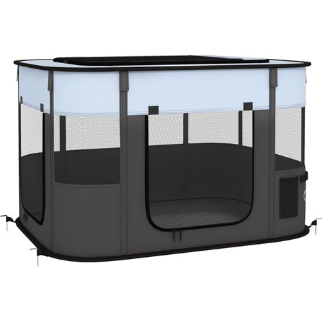 CHICFURN parque plegable para cachorros 94x74x60 cm poliéster gris interior/exterior (1/5)