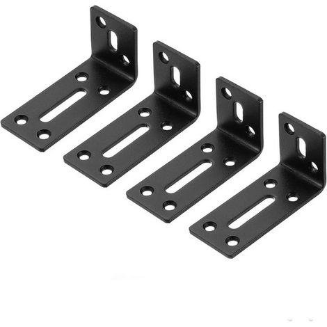 Soportes para estantes, 4 piezas, Soporte para estante flotante, Estante de pared, Soporte resistente para estantes, Conector de esquina, Negro (1/5)