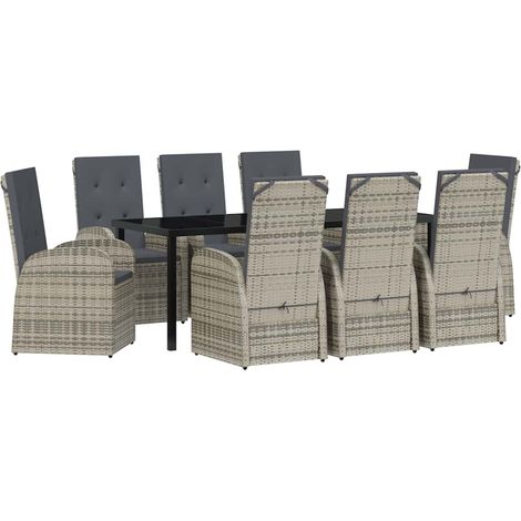 Maison Exclusive - Set da Pranzo per Giardino con cuscino 9 pcs Grigio polyrattan