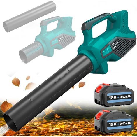 Potente soffiatore per foglie senza fili con 2 batterie da 5500 mAh + caricabatteria, per la cura del prato domestico, soffiaggio delle foglie, neve da giardino, compatibile con batteria Makita