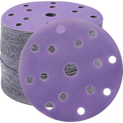 Schleifscheiben 50 Keramik 150mm Klett 15 Loch Rund 6 Zoll 120 Körnung (1/5)