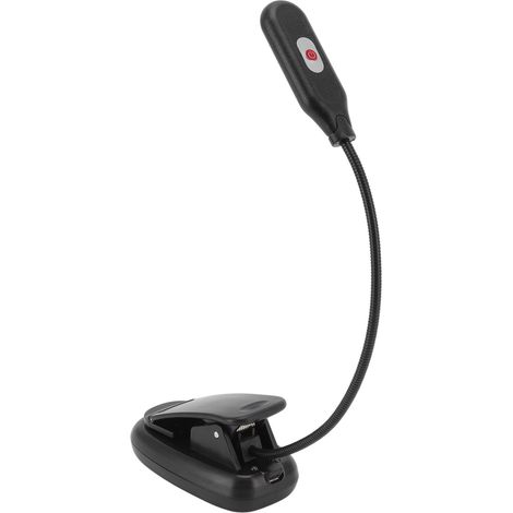 Lampe de table LED à pince, rechargeable par USB, avec bouton de commande et 3 sources lumineuses. (1/5)