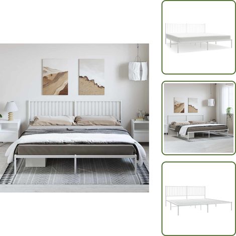Letto con supporto schiena - vidaXL Giroletto con Testiera Metallo Bianco 193x203 cm - Letto con spazio sotto