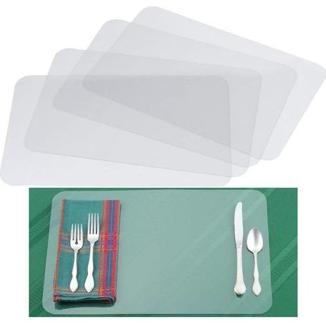 12 PCS Set de Table Transparent Plastique pour Enfants Cuisine Réutilisables Clair Placemats Antidérapants et Résistants à la Chaleur(43X28cm) (1/5)