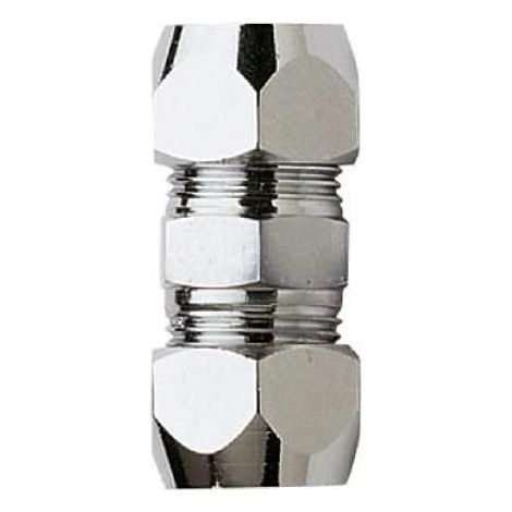 Vite doppia - doppio nipplo - manicotto idrobric, in ottone cromato, misura 3/8x10x10, idb smk-n0329b10