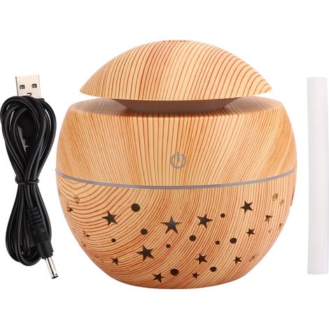 130ml Diffuseur d'Air Portable en Grain de Bois avec LED et Brumisateur (1/5)