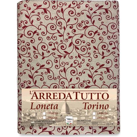 TELO ARREDO copritutto GRAN FOULARD copriletto COPRIDIVANO tessuto DORY ARABESCO ROSSO 1 PIAZZA