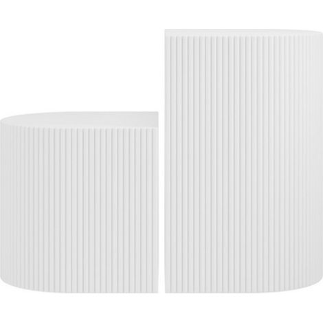 Reed Indoor Side Table (Pack of 2) - Wood Variant - L34.5 x W35 x H55 cm - White - Fully Assembled