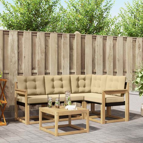 vidaXL Set di divani da esterno 5 pz Bianco e Beige