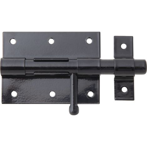 Verrou de box compact avec poignée ronde et gâche fixe – Platine 90 x 67 mm – Marque Alberts (1/2)