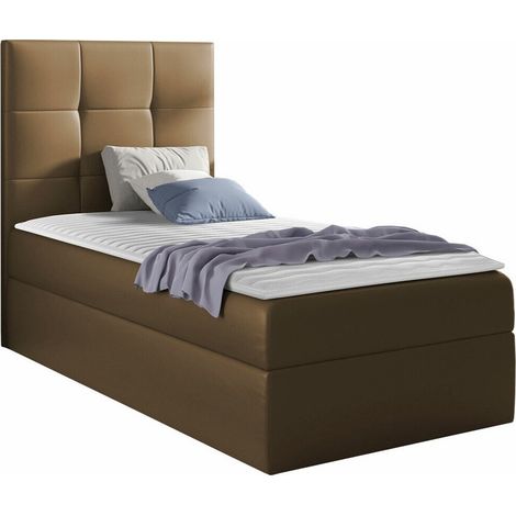 Cama continental Nomen, Blando 034, Continental, Individuales, 80x200, Cuero ecológico, Somieres, 82x208x103cm (1/5)