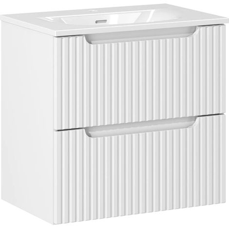 Waschtisch 60cm mit Keramikwaschbecken, weiß, NEWPORT-56-WHITE (1/5)