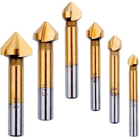 Fresa conica per metallo e legno, punta da trapano in titanio per smussatura metalli HSS 90 gradi 6,3 mm, 8,3 mm, 10,4 mm, 12,4 mm, 16,5 mm, punta svasatrice 20,5 mm (1/4)
