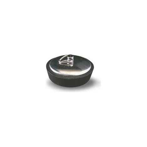 FPLUS tapon desague 42 mm , Tapón negro de goma con embellecedor/chapa inoxidable