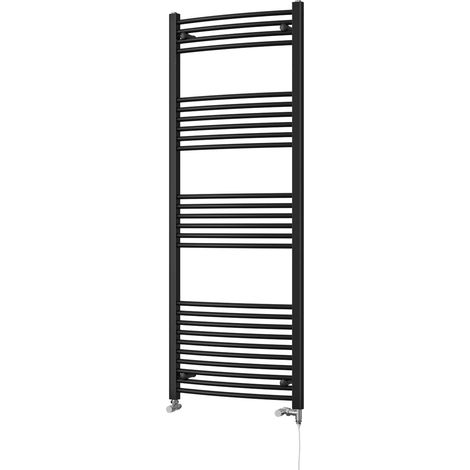 Zennor - Black Dual Fuel Towel Rail H1600mm x W600mm Standard - Curved (1/3)