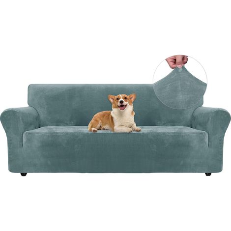 1 Housse de canapé, Tissu velours extensible, Protection animaux, Universel 3 places, Salon