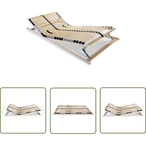 The Living Store Sommier à lattes sans matelas avec 28 lattes 7 zones 70x200 cm - Sommier À Lattes - Sommier Plateforme - Lit Double - Cadre Lit - Literie (1/5)