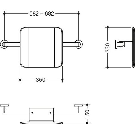 HEWI 900.51.90060 Dossier ER Système 900, T:150, fixation murale