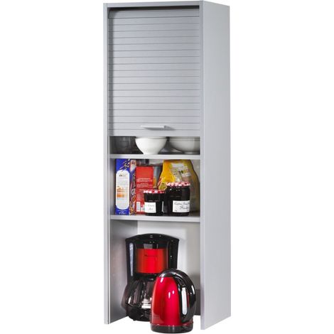 Beaux Meubles Pas Chers – Meuble de cuisine aluminium 1 rideau coulissant – 4 niches – L 40 x H 123.6 x P 35 cm – Éco-conçu, fabriqué en France