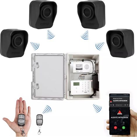 Kit "protection agricole" - Point d'alerte GSM 4G IP65 + 4 détecteurs de mouvement sur piles (DA600+/KP) (1/5)