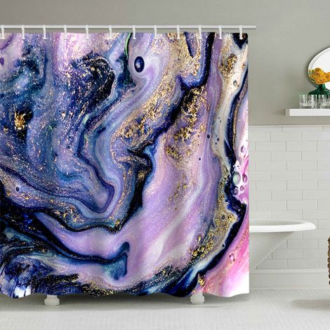 Duschvorhang mit Marmormuster (180 x 180 cm), bedruckter, wasserdichter Stoffduschvorhang, Duschvorhang aus Polyester mit geometrischem Muster, inklusive 12 Haken.