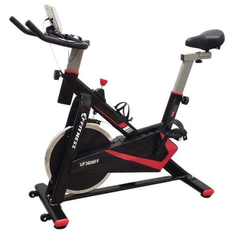 Indoor Bike con Volano 15kg, Bike Fitness con Cinghia in Velcro e Porta Smartphone, Cardiofrequenzimetro X Allenamento in Casa FFitness (1/5)