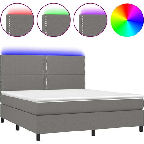 Maison Exclusive - Letto a Molle Materasso e LED Grigio Scuro 180x200cm in Tessuto (1/5)