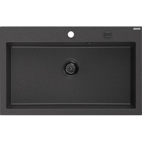 Mexen Elix fregadero de granito de 1 seno 800 x 500 mm, negro moteado, sif贸n negro - 6527801005-76-B (1/5)
