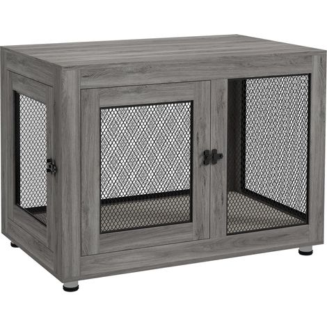 Cage pour chien ou chiot, avec espace de rangement, coussin imperméable, grillage en acier, pieds réglables, 94 x 60 x 71,5 cm (1/5)