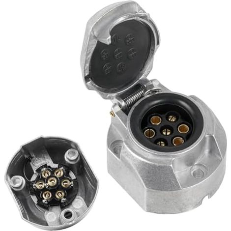 Prise métallique 7 broches pour remorque, connecteur 12V pour barre d'attelage, prise étanche 7 voies pour feux de voiture, connecteur en alliage d'aluminium robuste pour voiture, camping-car, camion,