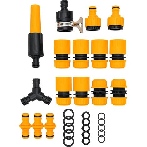 Raccords Tuyaux d’Arrosage - Lot de 16 Pièces en ABS Durable, Connecteurs Universels de 13 mm (1/2 Pouce) et 19 mm (3/4 Pouce) avec Adaptateurs, Accessoires pour Arrosage, Jardin, Lavage et Irrigation (1/5)