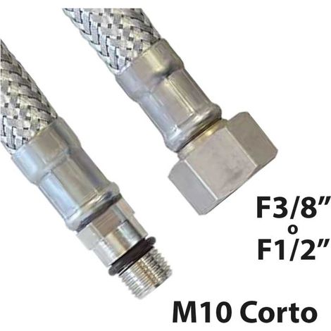 "FLESSIBILE IN ACCIAIO INOX PER MONOCOMANDO CORTO DN8 F1/2"""" x M10 - 50 cm"