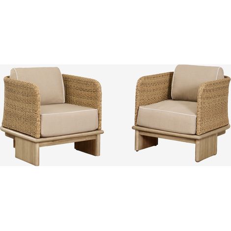 Confezione da 2 poltrone Famara in rattan e legno di acacia SKLUM            