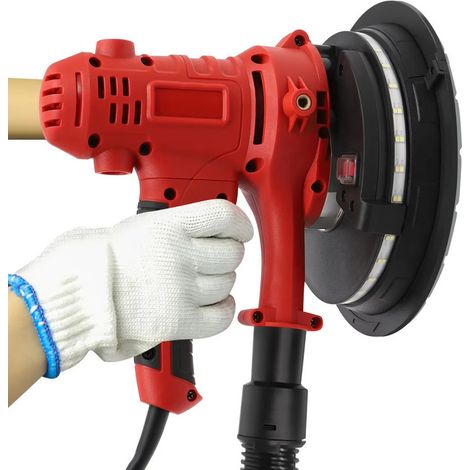 Ponceuse girafe 1200W LED, ponceuse mur et plafond pour plaques de plâtre et enduit, vitesse réglable 1200-2500 tr/min, disque 180mm, système de ponçage pour plâtre et ciment blanc