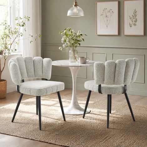 Sillas de comedor 2 unidades con respaldo floral, terciopelo, gris claro, patas negras HAVRYA (1/5)