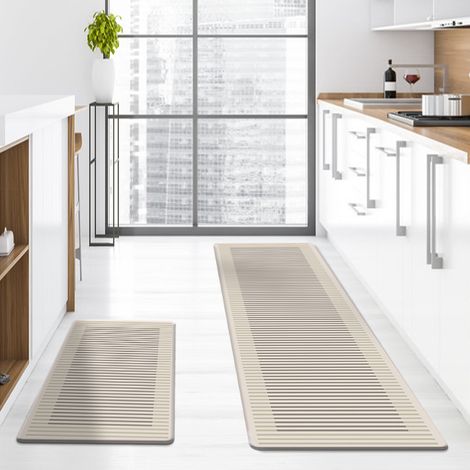 Kitchen anti-slip mat, stain-resistant and oil-proof, entryway mat, simple PU leather surface, thickened floor mat - 5 - 44x75x1cm